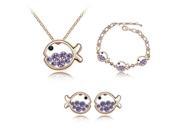 Elegant Fish Style Jewelry Set Necklace Earrings Bracelet