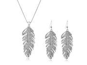 Bohemia Tree Leaf Style Stylish and Elegant Crystal Jewelry Set Necklace Earrings Love the Wings Silver