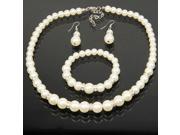 Elegant Pearl Jewelry Set Necklace Earrings Bracelet