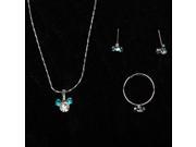 Green Diamond Alloy Jewelry Set Necklace Earrings Ring