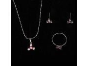 Pink Diamond Alloy Jewelry Set Necklace Earrings Ring