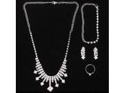Elegant Necklace Earrings Ring Bracelet Diamond Jewelry Set