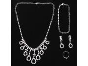 Elegant Necklace Earrings Ring Bracelet Diamond Jewelry Set