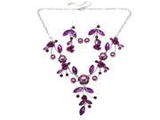 Diamond Flower Two piece Earrings Necklaces Jewelry Purple