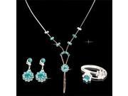 Diamond Flower Three piece Earrings Necklaces Rings Jewelry