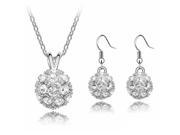 Fashion Crystal Ball Pendant Jewelry Set Necklace Earrings White