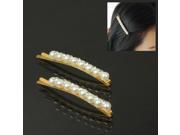 Beautiful Pearl Style Diamond Hair Clip Pack of 2 Golden