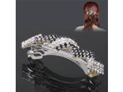 Shining Rhinestones Decorated Hair Clip Pin Hairclip Hair Ornament for Women Ladies Black