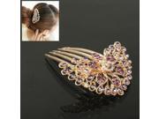 Flower Style Decorated Hair Accessory Hair Ornament Hair Comb Headwear with Rhinestones Purple
