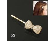 Beautiful Bowknot Style Pearl Hair Clip Pack of 2