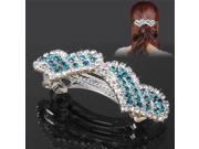 Shining Rhinestones Heart Style Decorated Hair Clip Hair Ornament for Women Ladies Blue
