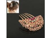 Couple Peacock Style Decorated Hair Accessory Hair Ornament Hair Comb Headwear with Rhinestones Magenta