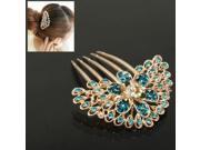 Flower Style Decorated Hair Accessory Hair Ornament Hair Comb Headwear with Rhinestones Blue