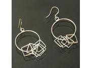 Stylish Ring with Quintuple Squares Pendant Dangle Earrings