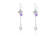 Ladies Elegant Love Pattern with Diamond Earrings Purple