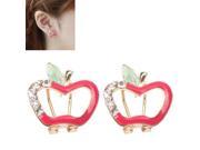 Apple Shape Fashion Alloy Rhinestone Earrings Magenta