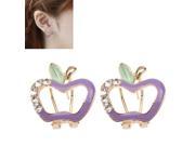 Apple Shape Fashion Alloy Rhinestone Earrings Purple