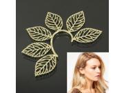 Stylish Leaf shaped Ear hook Earring Eardrop Jewelry Ear Ornament Golden