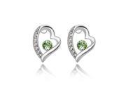 Stylish Alloy Crystal Heart Shape Earrings Green
