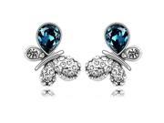 Fashionable Butterfly Diamond Crystal Earrings Blue