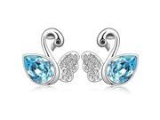 Fashionable Elegant Swan Style Diamond Alloy Earring Blue