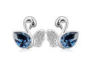 Fashionable Elegant Swan Style Diamond Alloy Earring Dark Blue