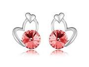 Fashionable Elegant Heart Style Crystal Alloy Earring Red