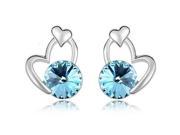 Fashionable Elegant Heart Style Crystal Alloy Earring Blue