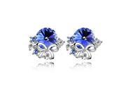 Fashionable Bow Diamond Crystal Earrings Blue