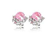 Fashionable Bow Diamond Crystal Earrings Pink