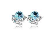 Fashionable Bow Diamond Crystal Earrings Baby Blue