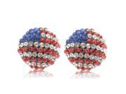 USA Flag Style Round Earrings with Diamonds Decoration