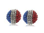 French Flag Round Earrings with Diamonds Decoration