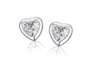 Stylish Heart Shape Plated Platinum Diamond Earrings
