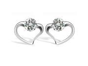 Stylish Heart Shape Silver Diamond Earrings