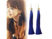 Handicraft Tassel Dangle Earrings Jewelry Decor for Ladies Blue