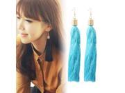 Handicraft Tassel Dangle Earrings Jewelry Decor for Ladies Baby Blue