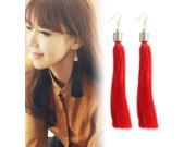 Handicraft Tassel Dangle Earrings Jewelry Decor for Ladies Red