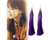 Handicraft Tassel Dangle Earrings Jewelry Decor for Ladies Purple