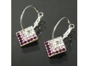 Beautiful Diamond Square Shape Fashion Earrings Purple