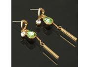 Pair of Faux Green Jewelry Decorated Earrings Eardrop Earbob Ear Pendants Jewelry
