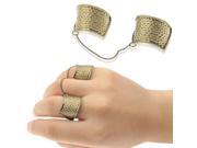Fashionable Alloy Bicyclic Finger Ring Jewelry Ornament Decor for Women Lady Girl