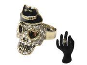Retro Royal Hat Crystal Rhinestone Skull Ring Jewelry For Man And Woman