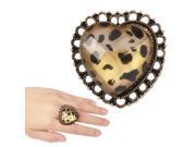 Fashion Leopard Print Heart Style Adjustable Finger Ring