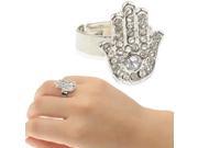 Fashionable Diamond Palm Alloy Finger Ring Jewelry Ornament Decor for Women Lady Girl