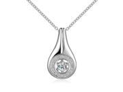 Fashionable Zircon Encrusted Silver Plated Water Drop Shape Pendant Necklace Size 2.6cm x 1.5cm