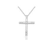 Fashionable Zircon Encrusted Silver Plated Cross Pendant Necklace Size 3.1cm x 2.3cm