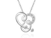 Fashionable Zircon Encrusted Silver Plated Twisting Heart Pendant Necklace Size 2.0cm x 2.0cm