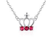 Fashion Crown Pattern with Diamond Pendant Necklace Red