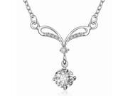 Fashionable Zircon Encrusted Silver Plated Jewel Pendant Necklace Size 3.0cm x 2.5cm White